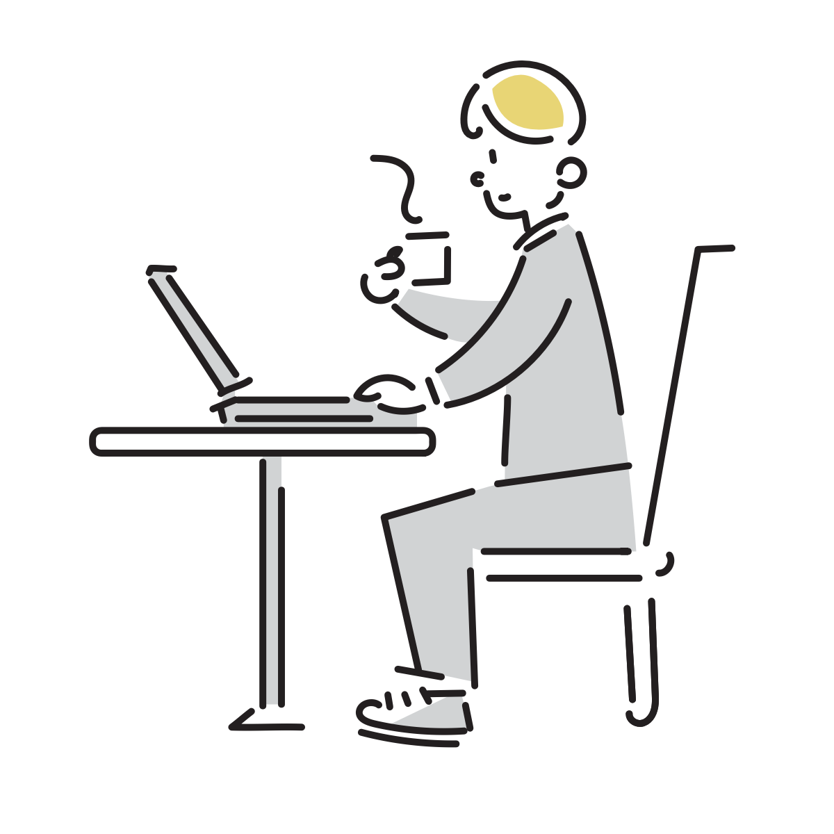 カフェで仕事するビジネスマンのイラスト（男性） by カフェで仕事するビジネスマンのイラスト（男性） by Loose Drawing